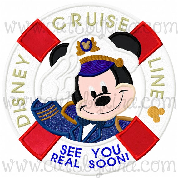 Captain Mickey Life Saver Cruise Applique Embroidery Design