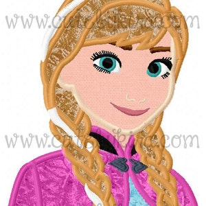 Frozen Cold Princess Anna Bust 2 Applique Machine Embroidery Design (DIGITAL ITEM)