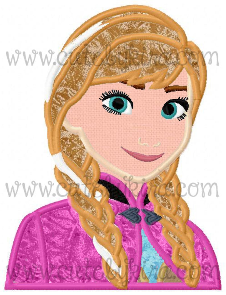 Frozen Cold Princess Anna Bust 2 Applique Machine Embroidery Design DIGITAL ITEM image 1