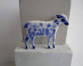 Lamb - Handpainted Delft porcelain Brooch