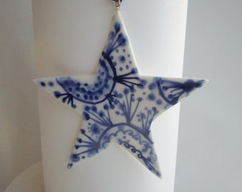 Sven - North Star - Delft Blue  - Hand painted  Blue and white Delftware  porcelain Christmas Decoration
