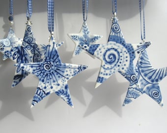 North Star -  Hand painted   Delftware  porcelain ornament