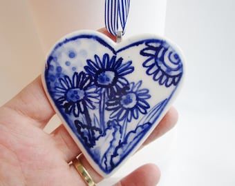 Porcelain  Heart -  Blue and white Delftware Wall hanging/ornament