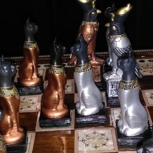 EGYPTIAN CHESS SET 7.5 King Copper & Silver look, Made 2 Order Only. No Stock. Check delivery date. Contact me 4 more info., image 2