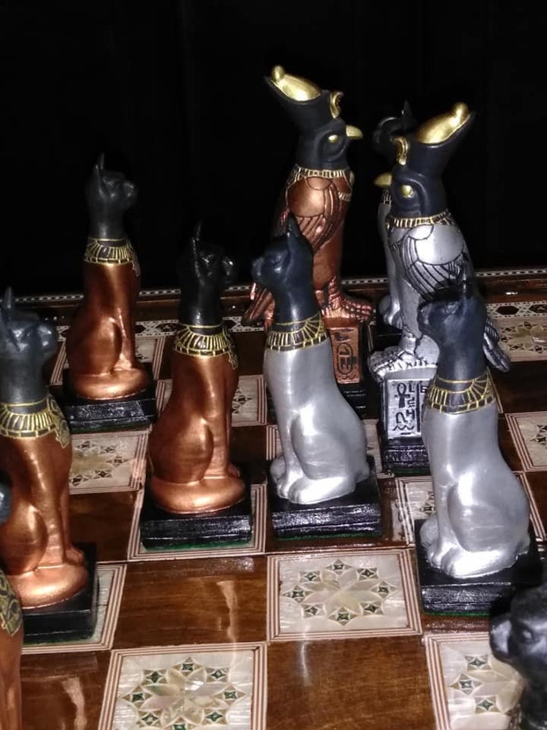 EGYPTIAN CHESS SET 7.5 King Copper & Silver look, Made 2 Order Only. No Stock. Check delivery date. Contact me 4 more info., image 2