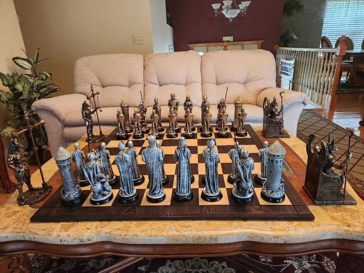 MEDIEVAL CHESS SET 9 King Arthur Handmadeantiqued Ivory 