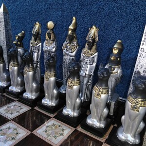 EGYPTIAN CHESS SET 7.5 King Copper & Silver look, Made 2 Order Only. No Stock. Check delivery date. Contact me 4 more info., image 6