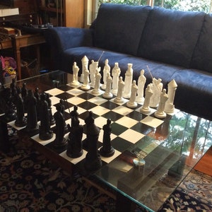 MEDIEVAL CHESS SET 9 King Arthur Plain Ebony & Ivory look, Made 2 Order Only. No Stock. Check delivery date. Contact me 4 more info. image 9