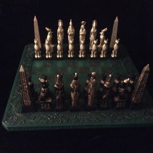 EGYPTIAN CHESS SET 7.5 King with Obelisk, Ebony & Gold look, Made 2 Order Only. No Stock. Check delivery date. Contact me 4 more info. image 4