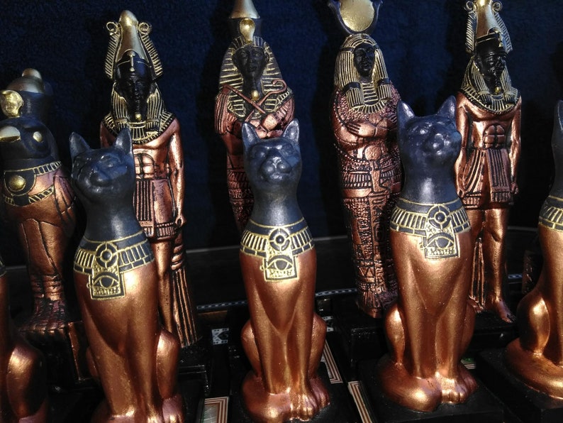 EGYPTIAN CHESS SET 7.5 King Copper & Silver look, Made 2 Order Only. No Stock. Check delivery date. Contact me 4 more info., image 8
