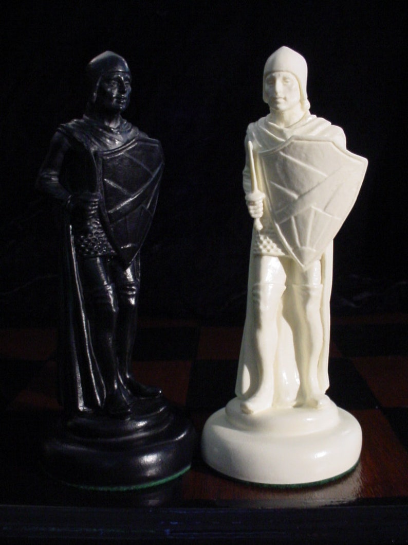 MEDIEVAL CHESS SET 9 King Arthur Plain Ebony & Ivory look, Made 2 Order Only. No Stock. Check delivery date. Contact me 4 more info. image 5