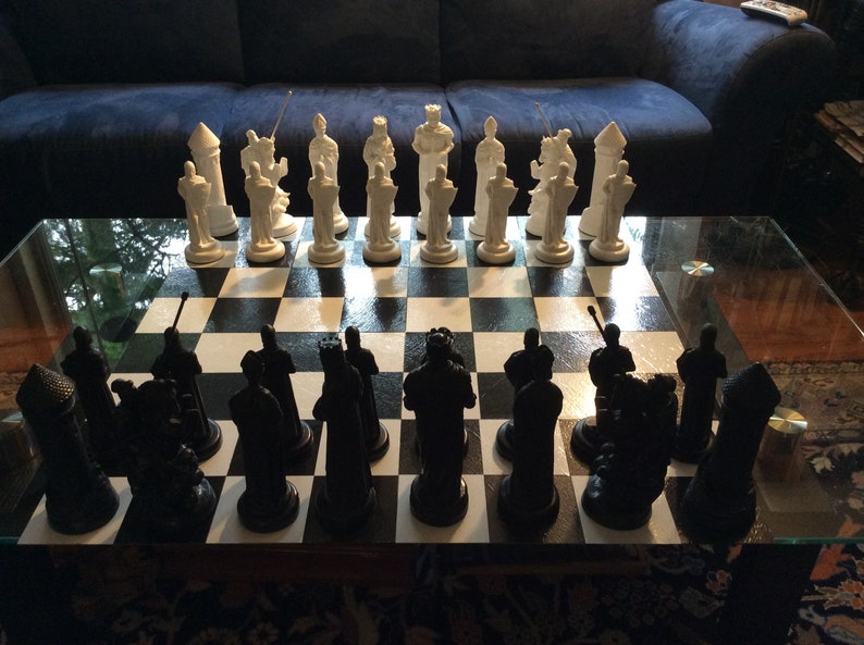 MEDIEVAL CHESS SET 9 King Arthur Plain Ebony & Ivory look, Made 2 Order Only. No Stock. Check delivery date. Contact me 4 more info. image 10