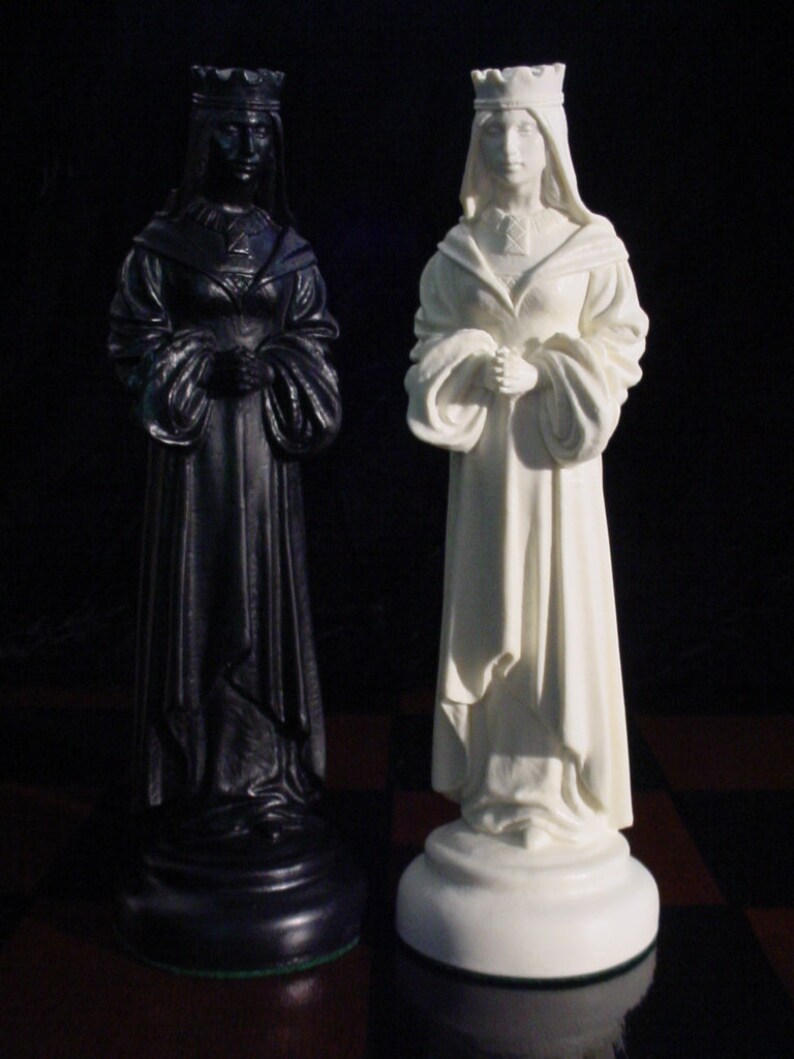 MEDIEVAL CHESS SET 9 King Arthur Plain Ebony & Ivory look, Made 2 Order Only. No Stock. Check delivery date. Contact me 4 more info. image 4