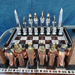 EGYPTIAN CHESS SET 7.5 King Copper & Silver look, Made 2 Order Only. No Stock. Check delivery date. Contact me 4 more info., image 9