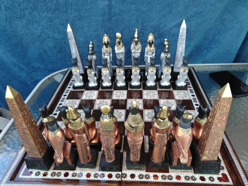 EGYPTIAN CHESS SET 7.5 King Copper & Silver look, Made 2 Order Only. No Stock. Check delivery date. Contact me 4 more info., image 9