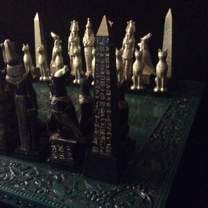 EGYPTIAN CHESS SET 7.5 King with Obelisk, Ebony & Gold look, Made 2 Order Only. No Stock. Check delivery date. Contact me 4 more info. image 3
