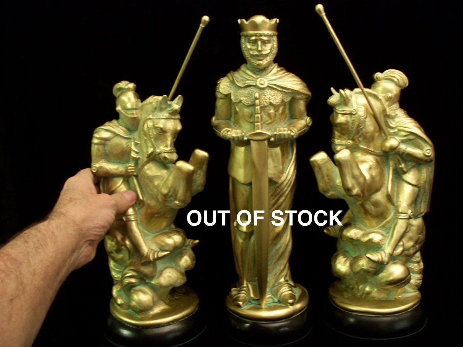 MEDIEVAL CHESS SET 9 King Arthurhandmade Antiqued Gold & 