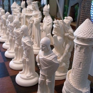 MEDIEVAL CHESS SET 9 King Arthur Plain Ebony & Ivory look, Made 2 Order Only. No Stock. Check delivery date. Contact me 4 more info. image 1