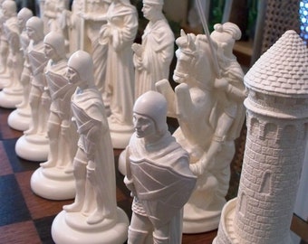 MEDIEVAL CHESS SET ( 9” King Arthur)  Plain Ebony & Ivory look, Made 2 Order Only. No Stock. Check delivery date. Contact me 4 more info.