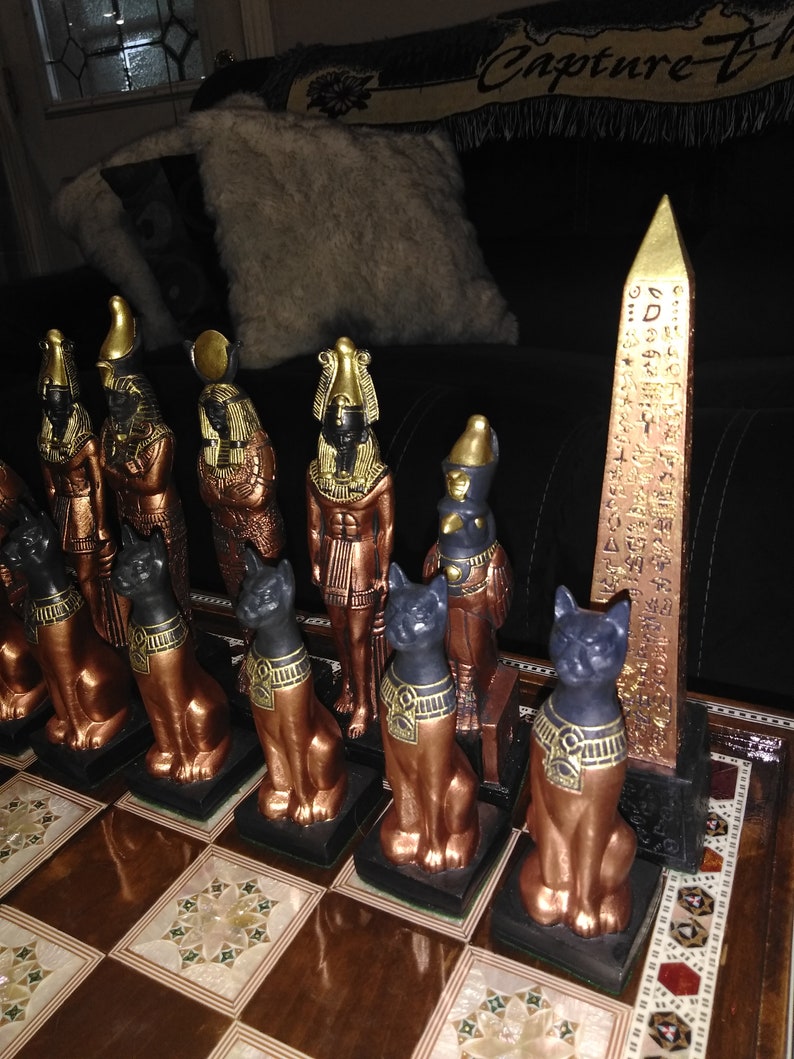 EGYPTIAN CHESS SET 7.5 King Copper & Silver look, Made 2 Order Only. No Stock. Check delivery date. Contact me 4 more info., image 5