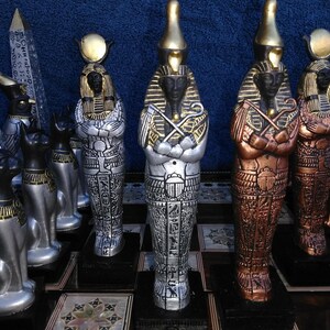 EGYPTIAN CHESS SET 7.5 King Copper & Silver look, Made 2 Order Only. No Stock. Check delivery date. Contact me 4 more info., image 7