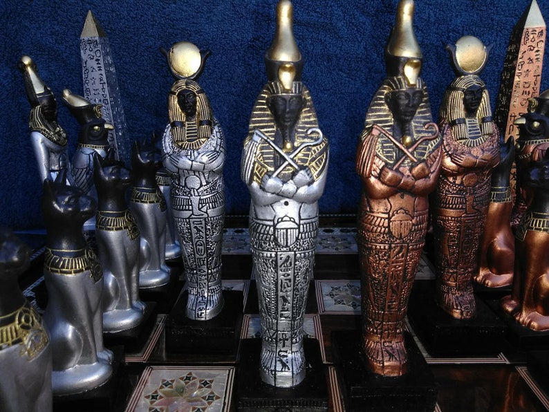 EGYPTIAN CHESS SET 7.5 King Copper & Silver look, Made 2 Order Only. No Stock. Check delivery date. Contact me 4 more info., image 7