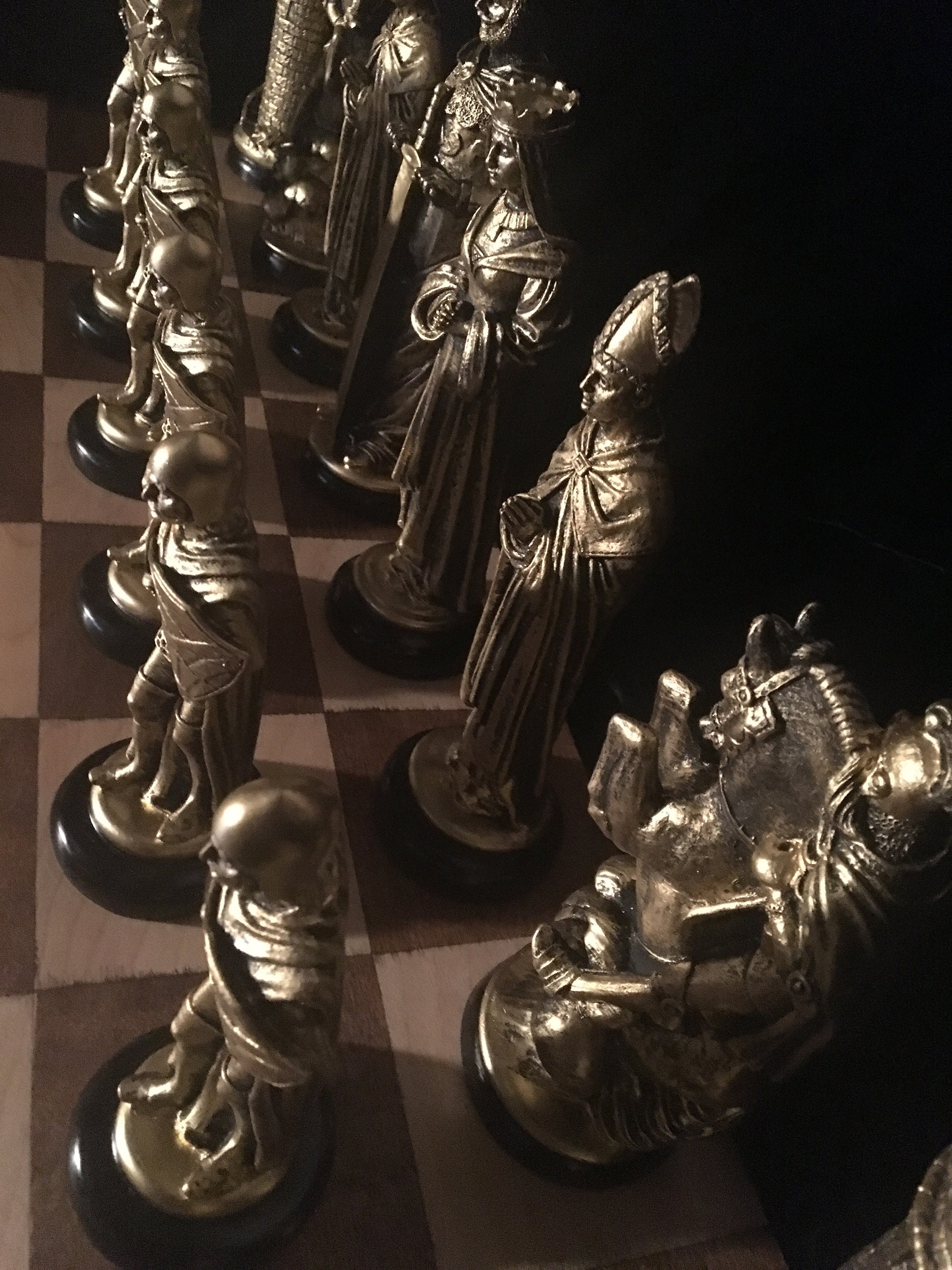 MEDIEVAL CHESS SET 9 King Arthur Handmadeantiqued Ivory 