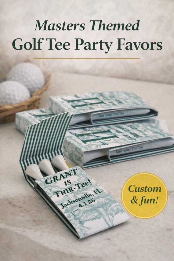 Masters Golf Tee Holder Party Favors | Birthdays | Masters Watch Party Decor | Golf Tee Matchbooks | Augusta Inspired