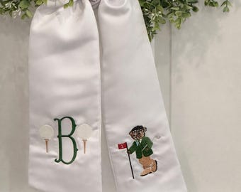 Masters Party Wreath Sash | Preppy Golf Bear, Augusta Inspired Door Decor