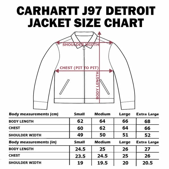 Carhartt Wip Active Jacket Sizing Size Guide Carhartt Detroit
