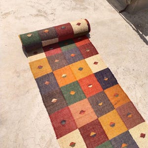 Tapete Kilim Runner - Tapete Passadeira Vintage para Escadas, Feito à Mão em Juta, Lã, para Corredores e Entradas, Tecido à Mão para Áreas Externas