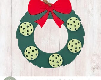 Adorno navideño de Pickleball SVG: Archivo cortado con láser (descarga digital)