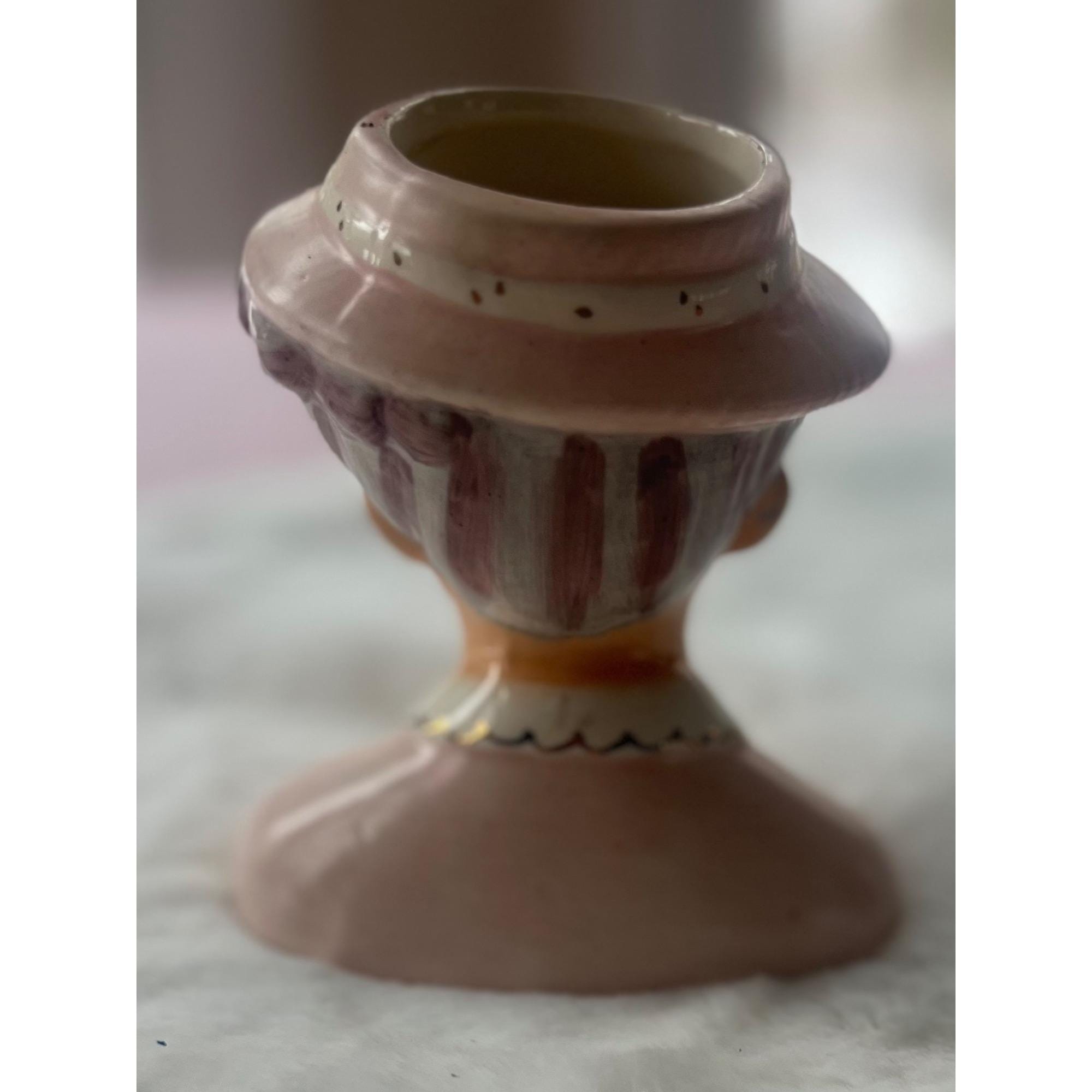 ヴィンテージ レディヘッド 花瓶 ピンクのドレス ホワイトカラー