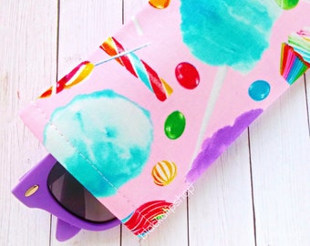 Pink Sunglasses Case Rainbow Candy Kawaii Fabric Case for Reading Glasses Eyeglasses Holder for Sunglasses