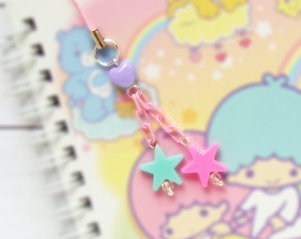 New Kawaii Star Charms, Cell Phone Charm, Pastel Charms, Pastel Star Charms, Pastel Pink, Fairy Kei, Planner Charms, Magical Girls