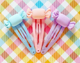 3pc Kawaii Pastel Hair Clips, Candy Hair Barrettes, Cute Hair Clips, Pastel Hair Accessories, Decora, Fairy Kei, Sweet Lolita Kawaii Fashion