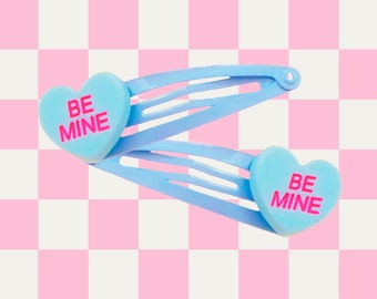Valentine's Day Hair Clips, Hair Accessories, Candy Hearts