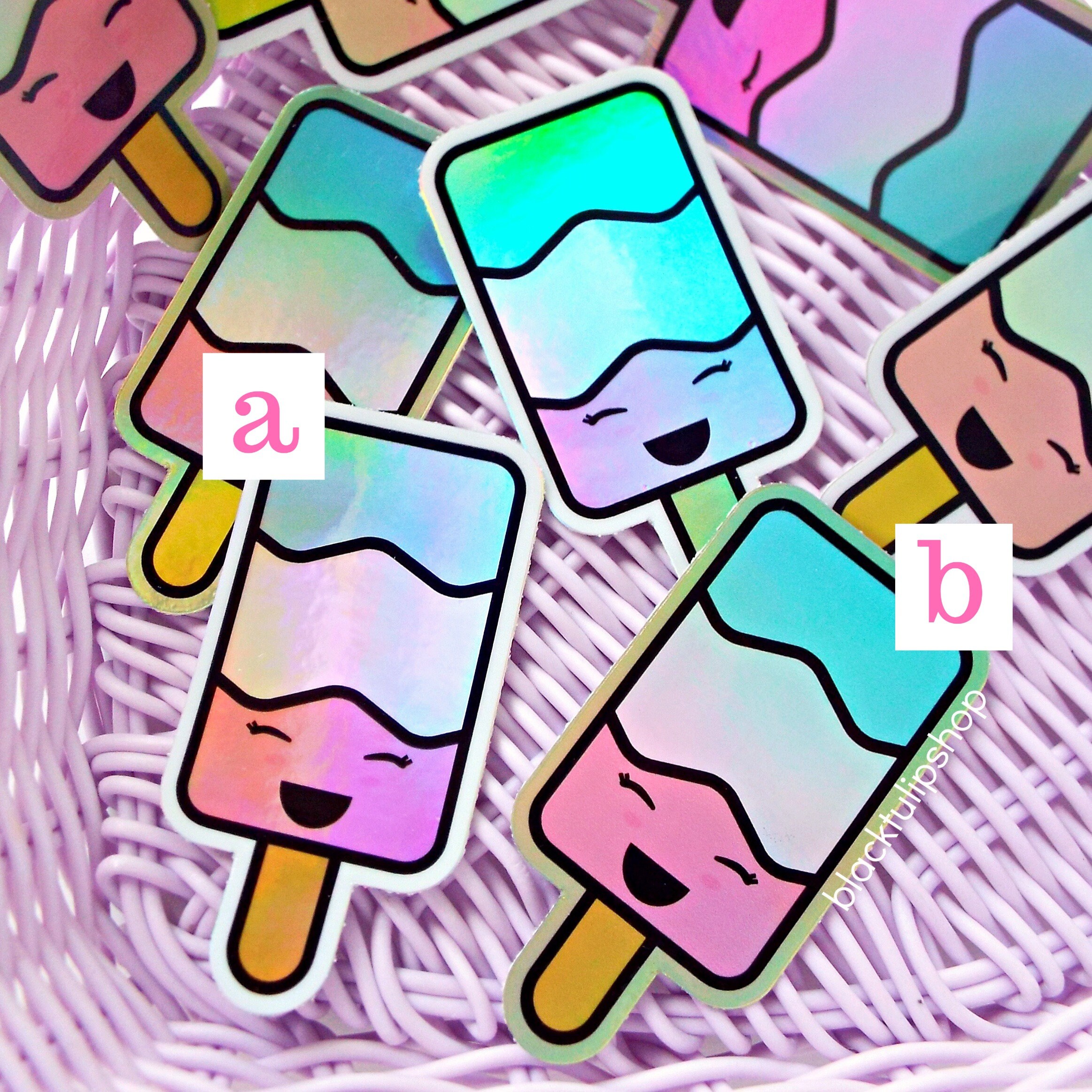 Cute Colorful Smiley Popsicle STICKER Cute Colorful Smiley Popsicle STICKER