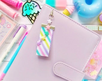 Kawaii Planner Charm Phone Charm Bag Kawaii Charm  Stripe Ribbon Tiny Pastel Stars Tamagotchi Switch Sweet Lolita Fairy Kei