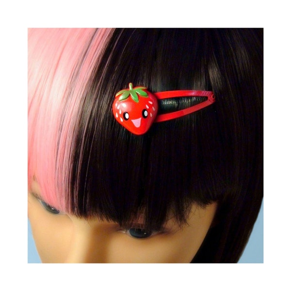 Kawaii Lolita Fairy Kei Red Strawberry Hair Snap Clip Cute Hair Accessory