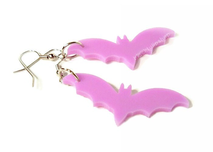 Pastel Goth Earrings Lavender Lilac Bat Laser Cut Jewelry Etsy