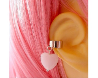 Second Sale Pastel Goth Earring Cuff Cartilage Piercing Pastel Pink Heart Sweet Lolita Cuff Earring Fairy Kei Jewelry