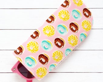 Kawaii Japanese Fabric, Case for Eyeglasses, Sunglass Holder, Pastel Sweet Donuts