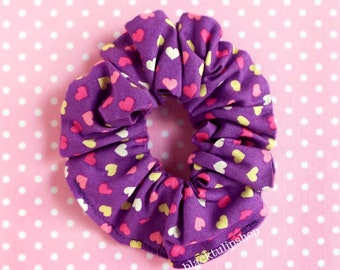 Cute Hair Scrunchies Heart Fabric Kawaii Japanese Fabric Heart Hair Accessories Purple Scrunchies Hair Ties