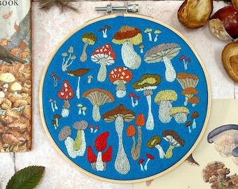 Toadstools and Mushrooms Hoop Forest Fungi Hand Embroidery Pattern pdf instant download