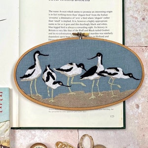 Avocet Bird Hand Embroidery Pattern: Coastal Seaside Design (PDF)