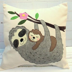 Sleepy Sloth Cushion Pillow Applique pattern pdf instant download