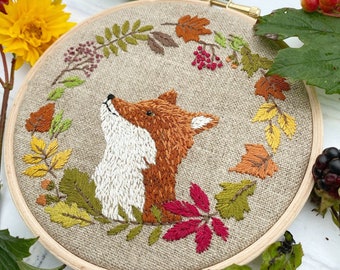 Wald Fuchs Hand Embroidery Hoop Pattern pdf sofortiger download