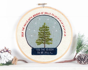 Christmas Tree Snow Globe Hand Embroidery Pattern instant download pdf file