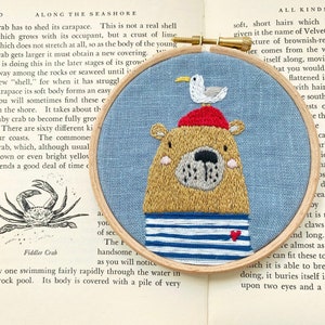 Sailor Bear Hoop Embroidery Pattern: Coastal Seaside Project (PDF)